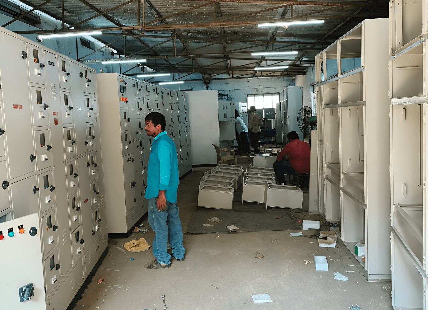 LT switchgear panels under assembly at our works